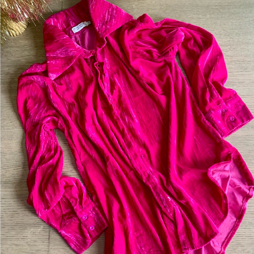 Crushed Velvet Over Sized Pink Blouse by ASOS
